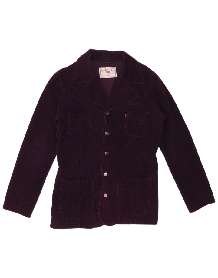 ROCKY Womens 5 Button Corduroy Blazer Jacket UK 14 Medium Purple Cotton