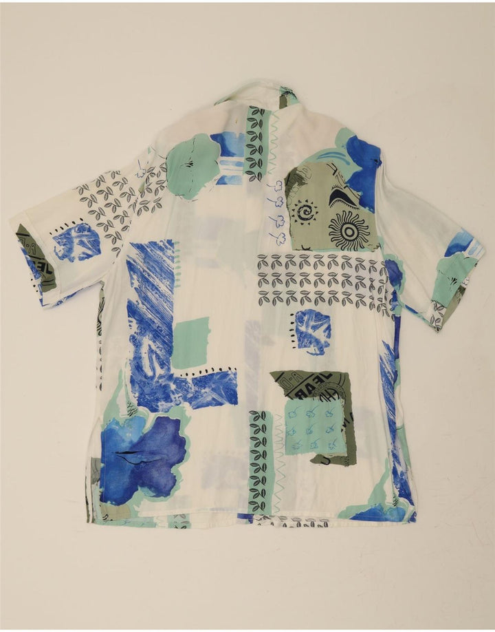 YESSICA Womens Short Sleeve Shirt EU 44 XL White Patchwork Viscose Vintage Yessica and Second-Hand Yessica from Messina Hembry 