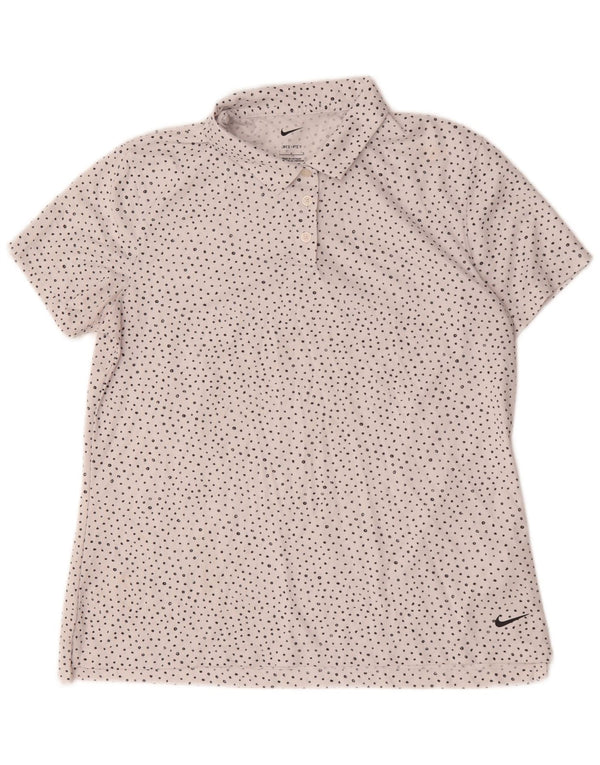 Nike Polo Dri Fit pour femme UK 16 Large Blanc à pois en polyester