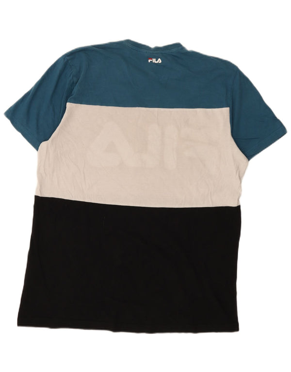 Fila Mens Graphic T-Shirt Top Large Multicoloured Colourblock Cotton