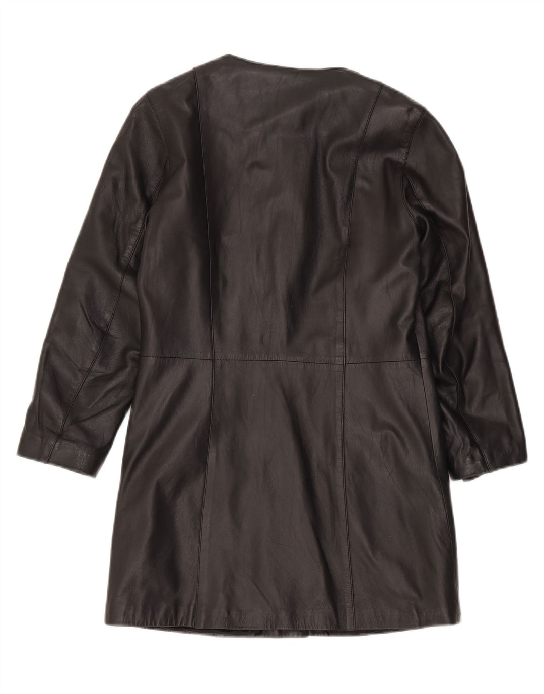Zen Womens Leather Coat IT 42 Medium Black Leather