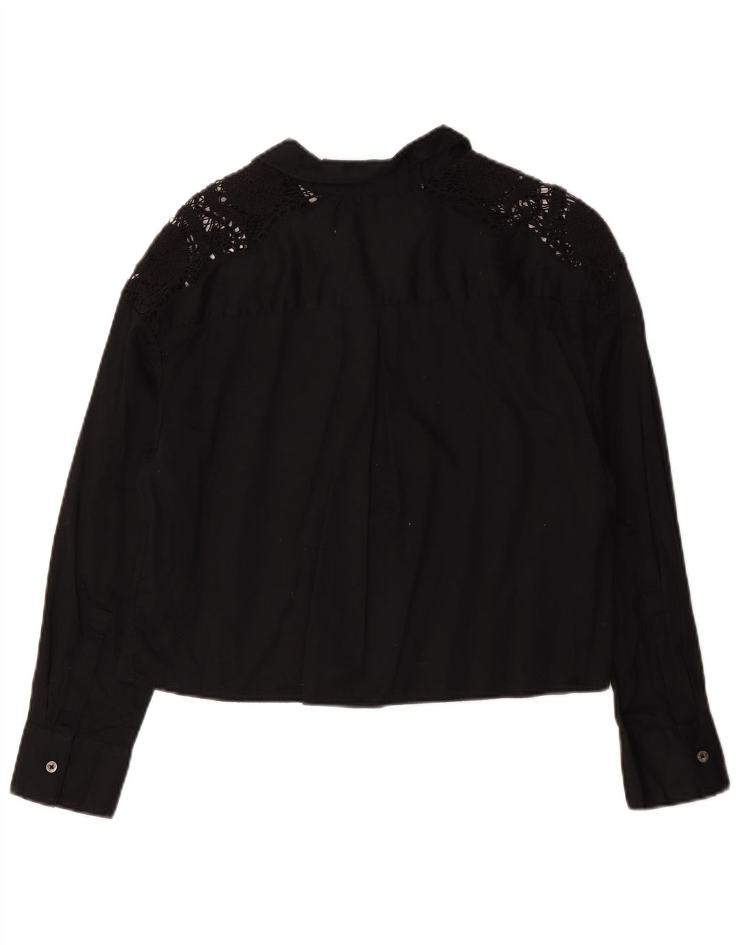 Marks & Spencer Womens Shirt Blouse UK 12 Medium Black Cotton
