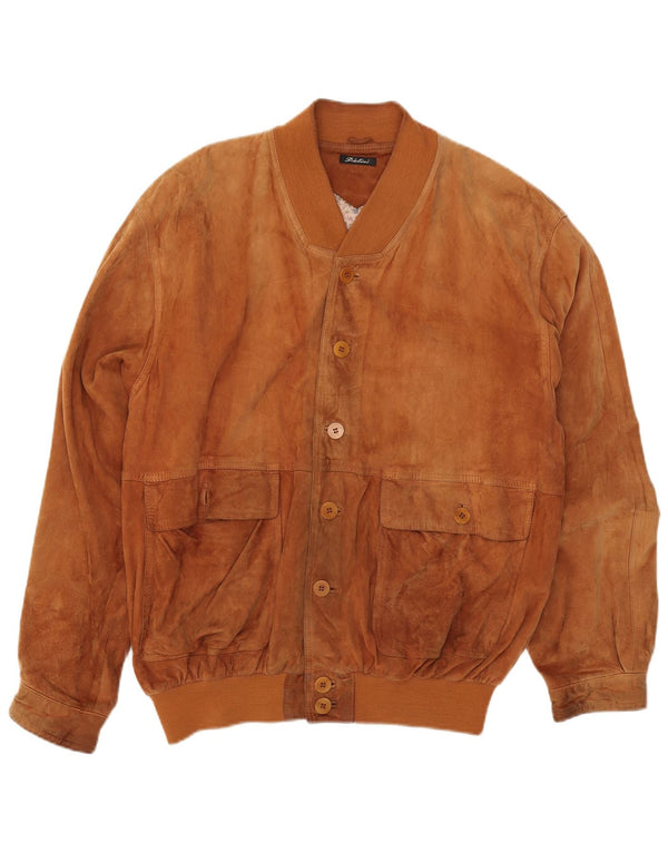 Piellini Bomber Uomo in Pelle Scamosciata IT 56 3XL Beige