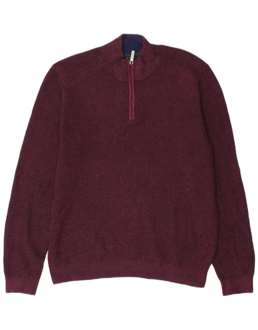 Pulover pentru bărbați Ted Baker, cu fermoar, cu gât, mărimea 4, mare, din poliester burgundă