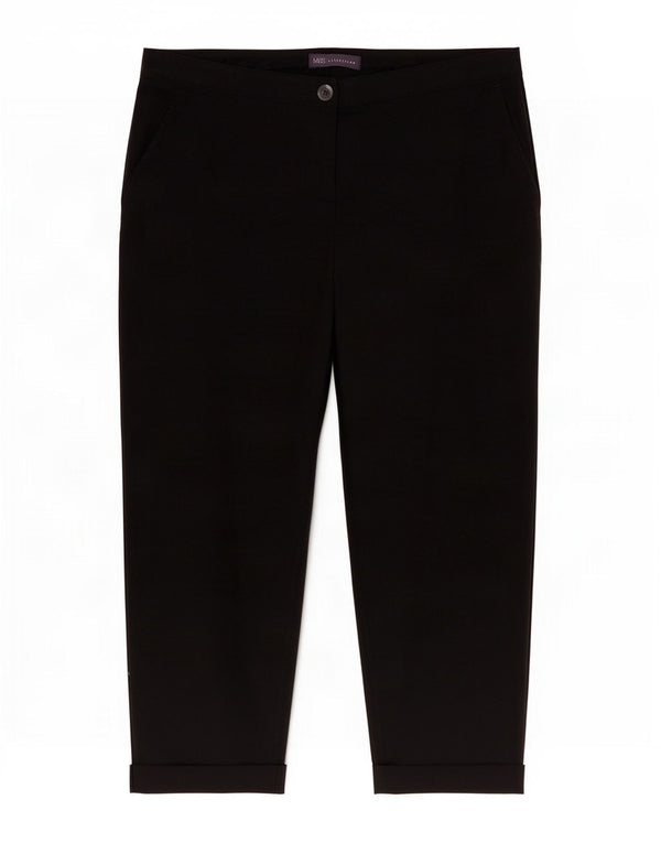 Marks & Spencer Pantalon capri régulier pour femme UK 14 Large W34 L24 Noir