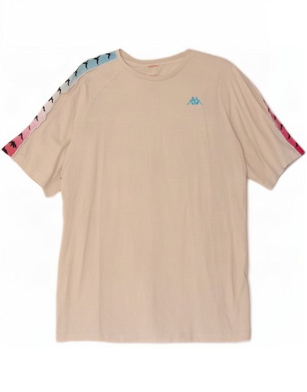 Kappa Herre Grafisk T-Shirt Top XL Off White Bomuld