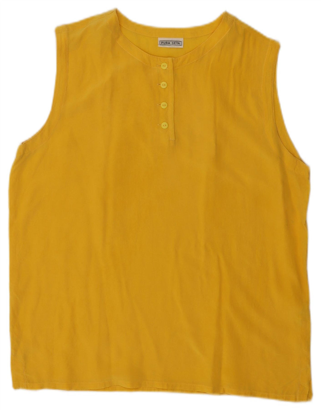 Vintage Womens Sleeveless Oversized Blouse Top UK 10 Small Yellow Silk