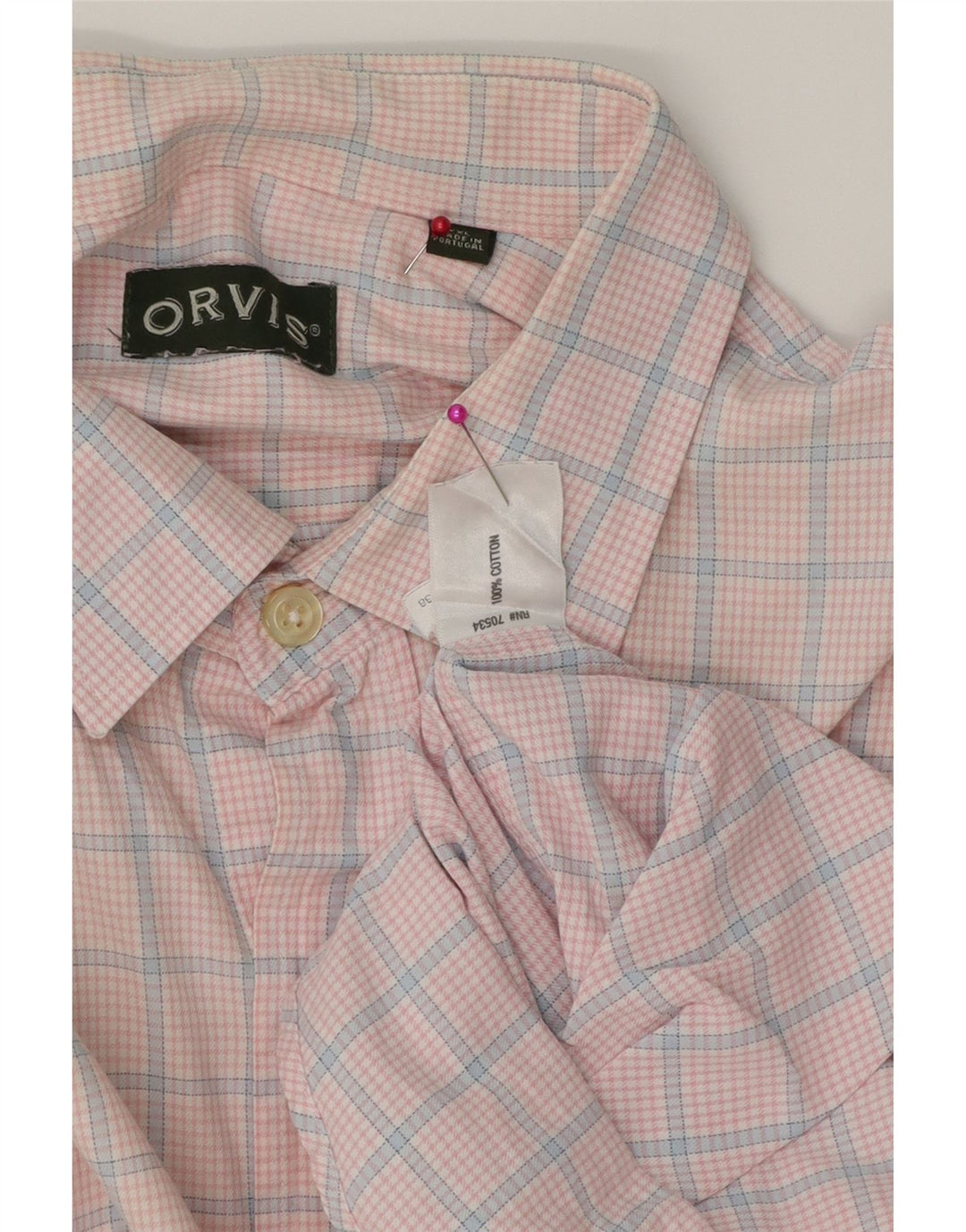 Orvis Mens Shirt 2XL Pink Check Cotton