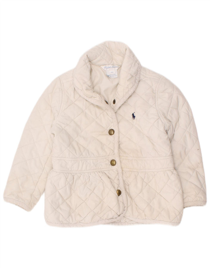 Ralph Lauren Baby Girls Quilted Jacket 18-24 Months White Polyester