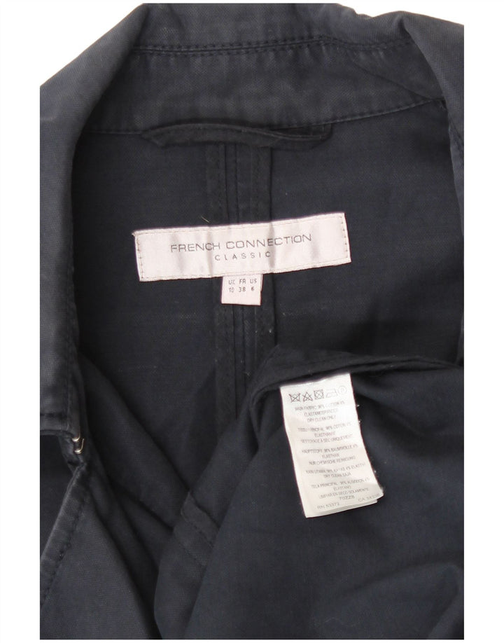 French Connection Womens Trench Coat UK 10 Small  Navy Blue Cotton