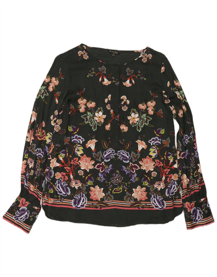 Massimo Dutti Womens Long Sleeve Blouse Top EU 40 Medium Green Floral