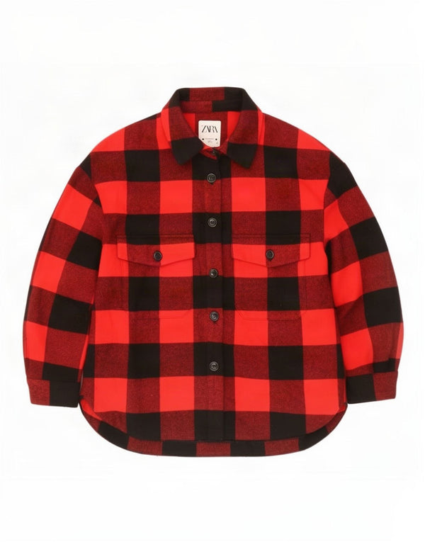 Camicia overshirt in flanella con maniche a 3/4 da donna Zara UK 14 quadri rossi medi