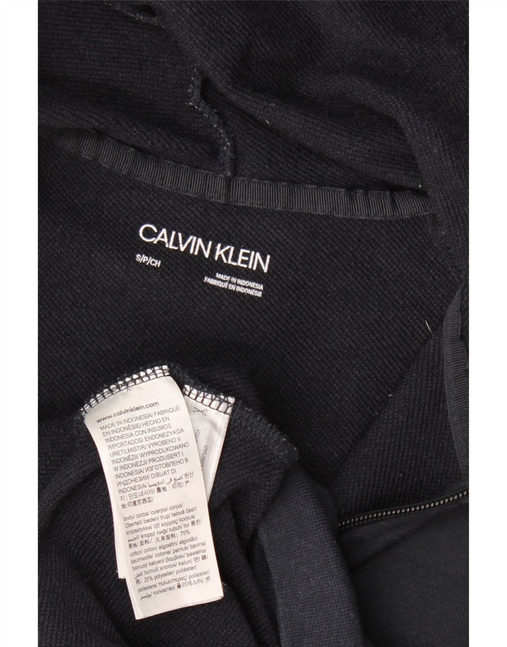 CALVIN KLEIN Suéter masculino com capuz e zíper pequeno algodão azul marinho