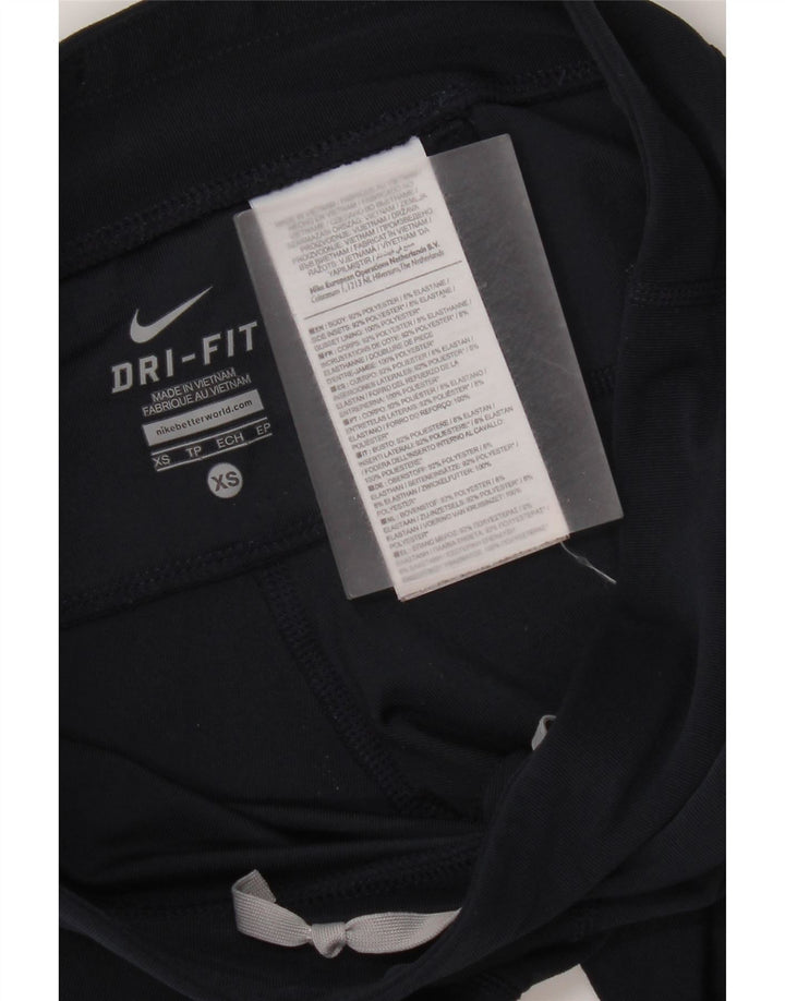 Nike Womens Dri Fit Leggings UK 6 XS Navy Blue Polyester