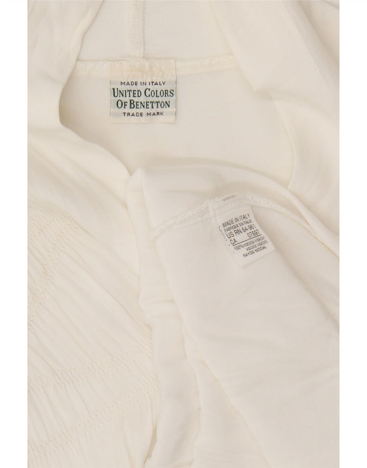 Benetton Womens Long Sleeve Shirt Blouse UK 14 Medium White Viscose