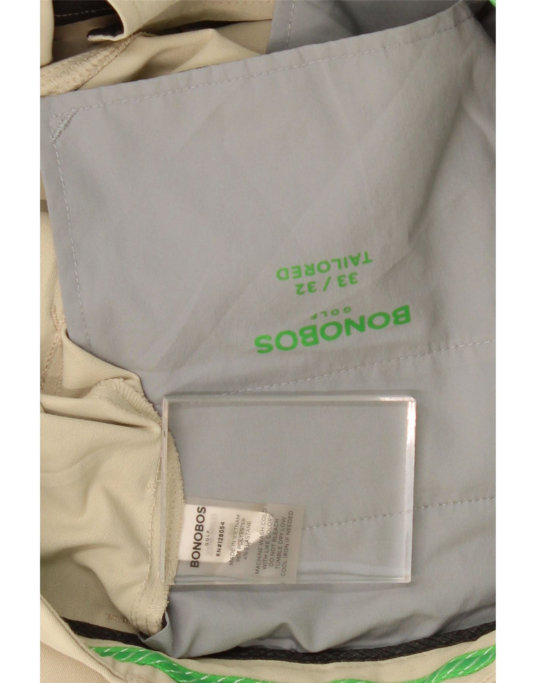 BONOBOS Mens Golf Slim Chino Trousers W33 L32 Green Polyester Vintage BONOBOS and Second-Hand BONOBOS from Messina Hembry 