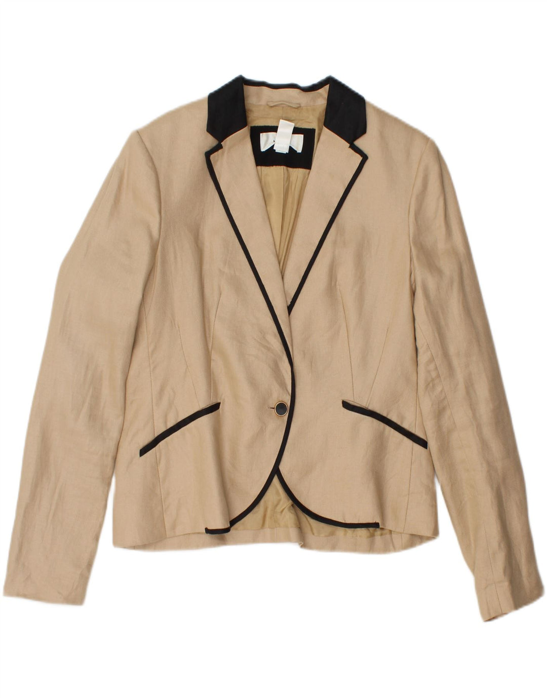 Giacca blazer da donna a 1 bottone MANGO EU 42 Large Beige Colourblock Lino