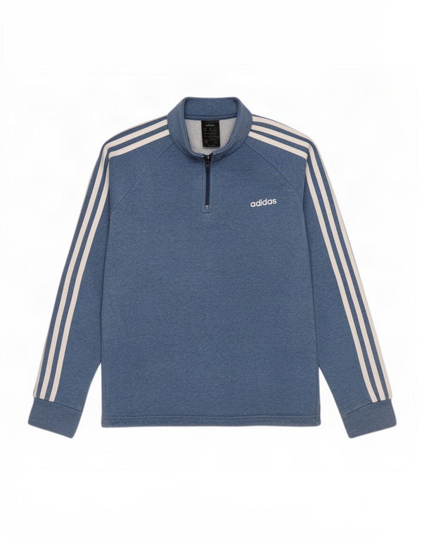 Γυναικείο φούτερ Adidas με φερμουάρ Jumper UK 12/14 μεσαίο μπλε βαμβακερό