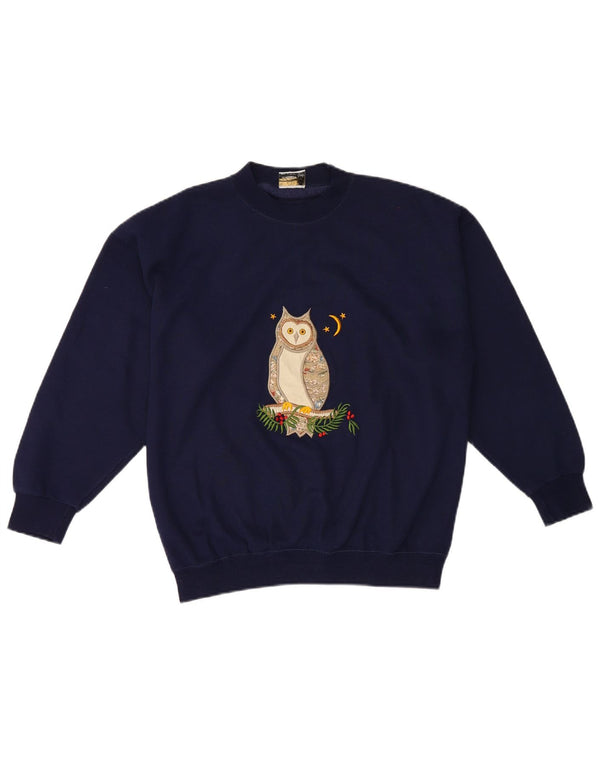 Acorn Womens Grafisk Oversized Sweatshirt Jumper UK 10 Small Navy Blue