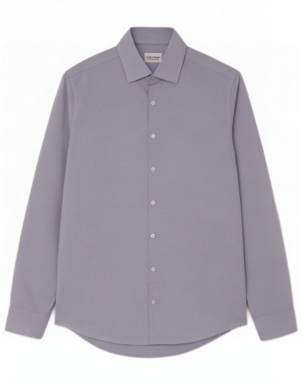 Camicia slim fit da uomo Calvin Klein taglia 39 15 1/2 cotone a quadri blu medio