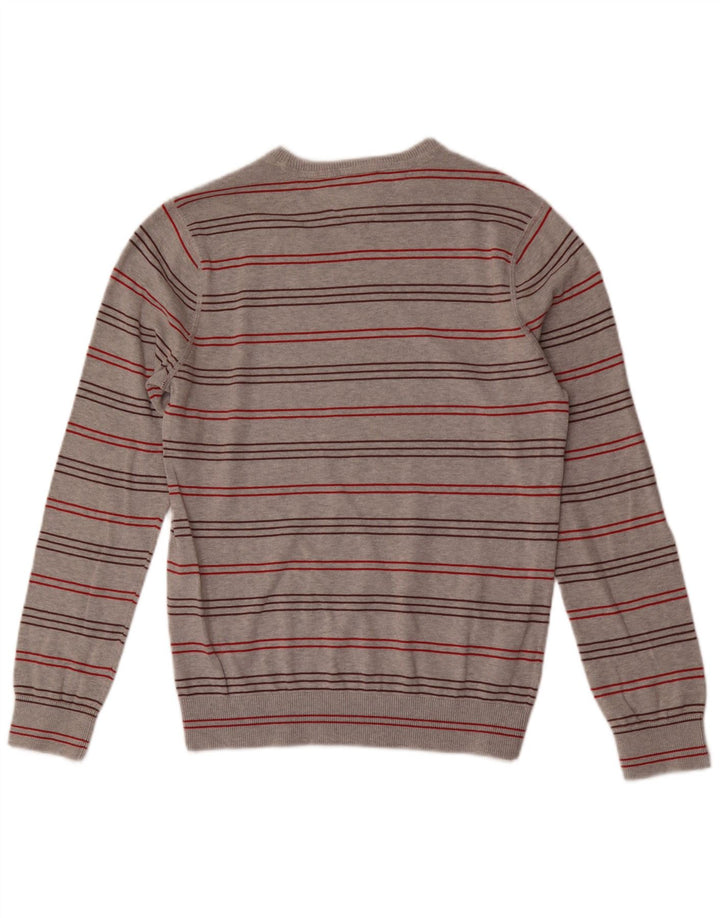TOMMY HILFIGER Herre sweater med rund hals, mellemgrå stribet bomuld