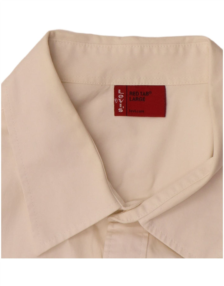 Camicia a maniche corte da uomo Levi's Large in cotone bianco sporco