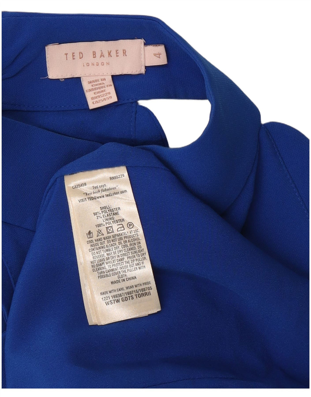 Ted Baker Damen-Kleid mit regulärem Neckholder, Größe 4, groß, blau, Polyester