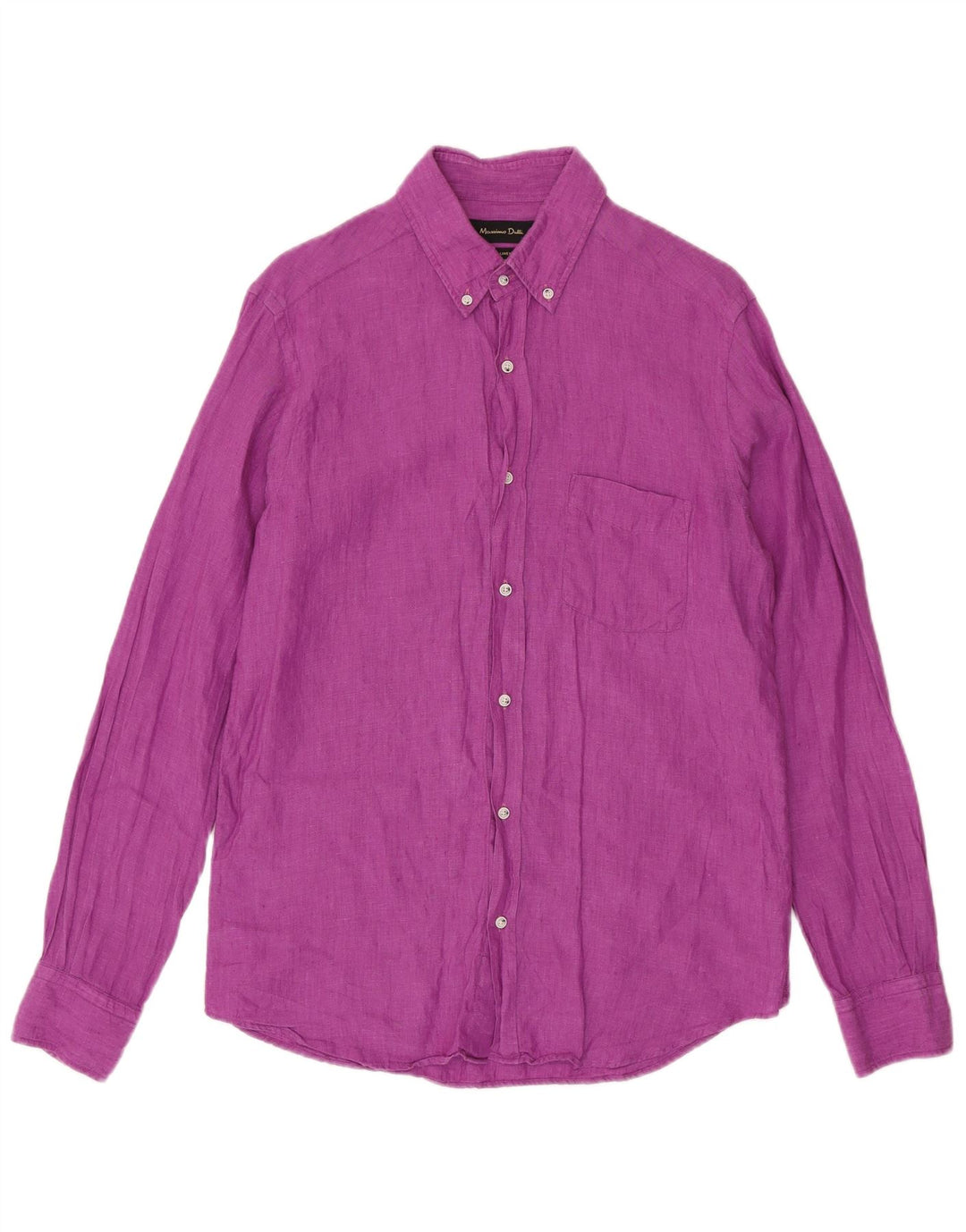 Massimo Dutti Mens Shirt Medium Purple Linen