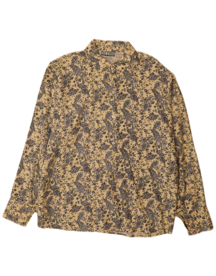 FLY TIME Womens Oversized Shirt IT 50 XL Yellow Paisley Modal