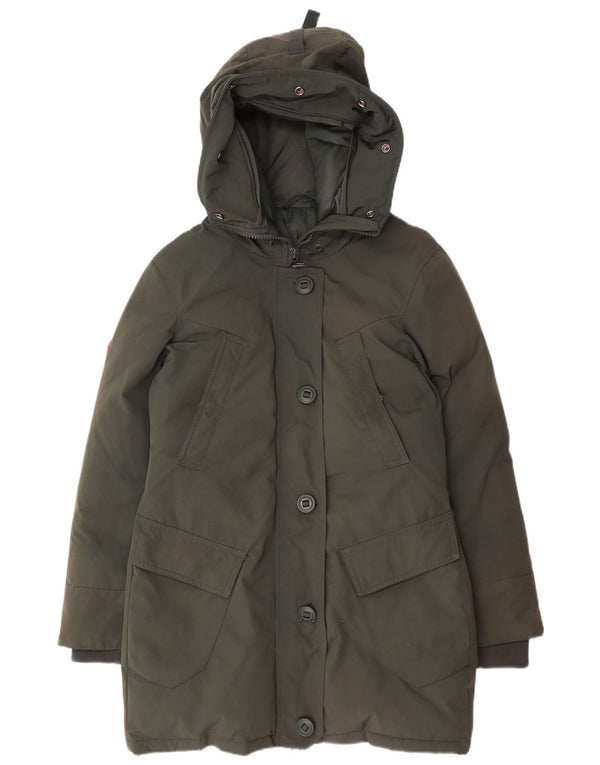 Superdry Womens Hooded Padded Coat UK 10 Small Green Nylon
