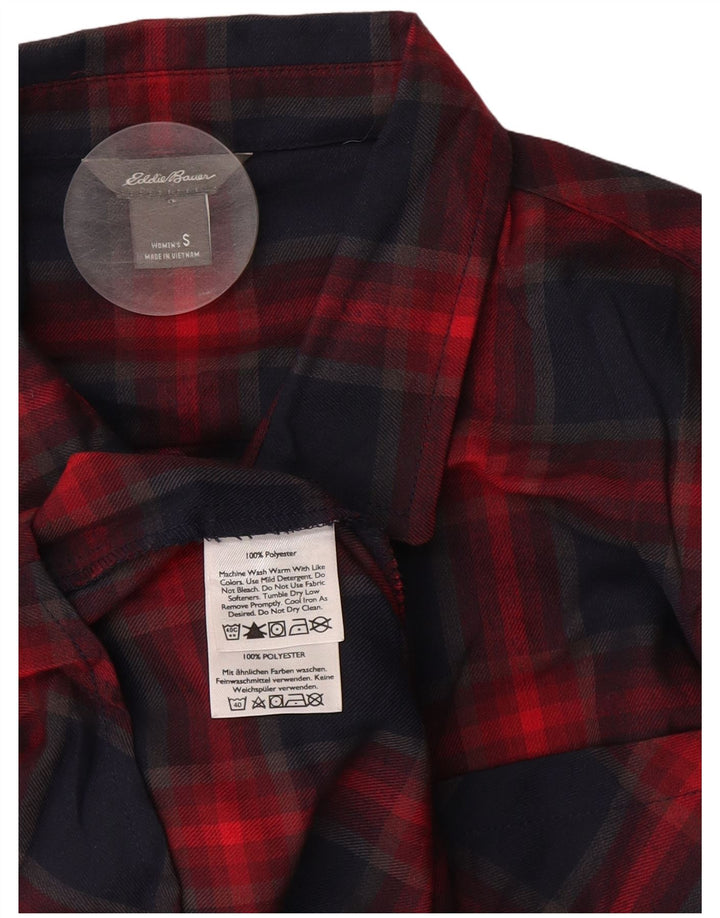 EDDIE BAUER Damska koszula flanelowa UK 10, mała, granatowa, poliester w kratę