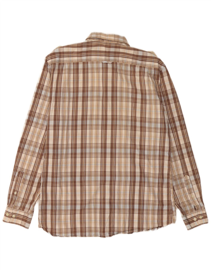 GANT Mens Fitted Military Shirt XL Beige Check Cotton