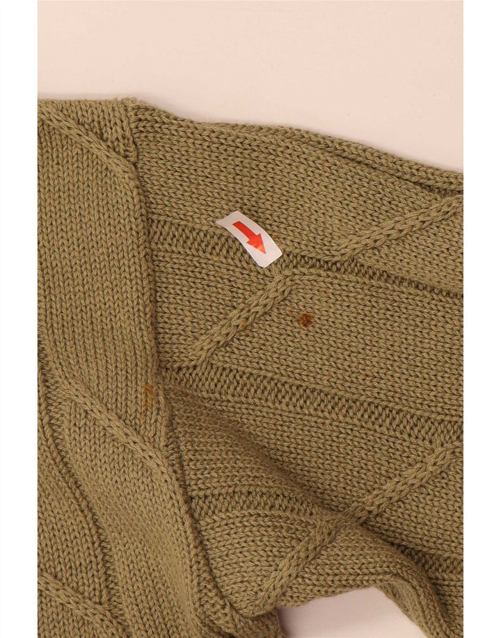 Vintage Womens Cardigan Sweater UK 14 Medium Khaki Cotton