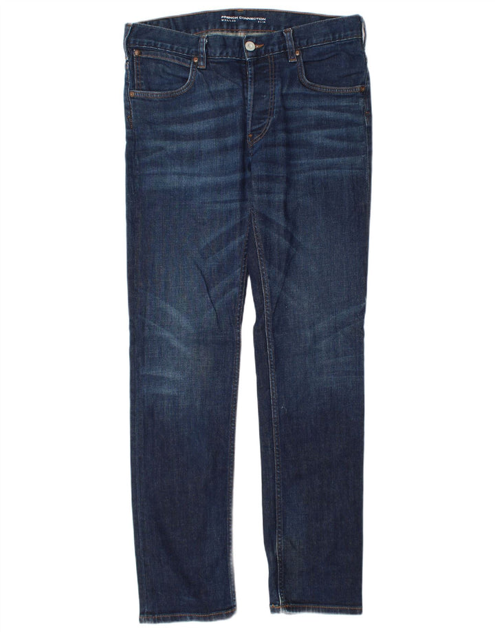 French Connection Mens Slim Jeans W30 L33 Navy Blue Cotton