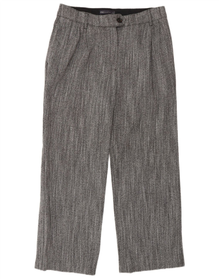 Marks & Spencer Womens Straight Suit Trousers UK 12 Medium W30 L27 Grey