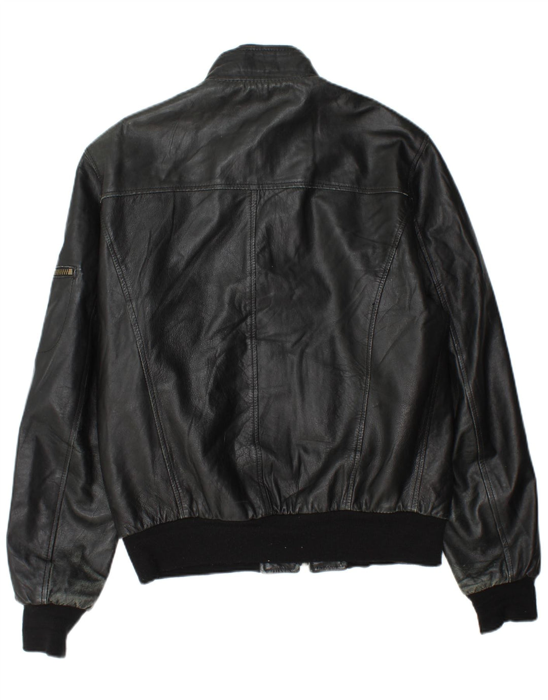 Vintage Mens Leather Jacket UK 44 2XL Black Leather