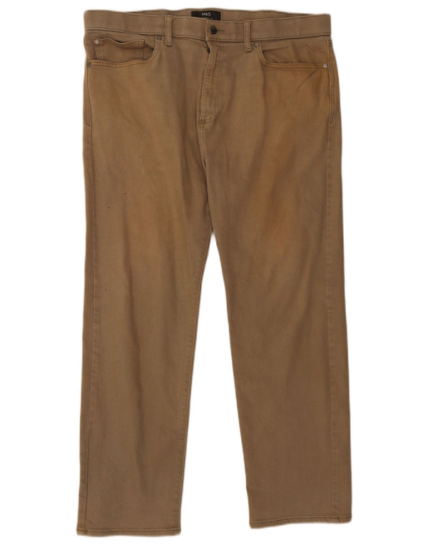 Marks & Spencer Mens Straight Jeans W38 L31 Beige Cotton