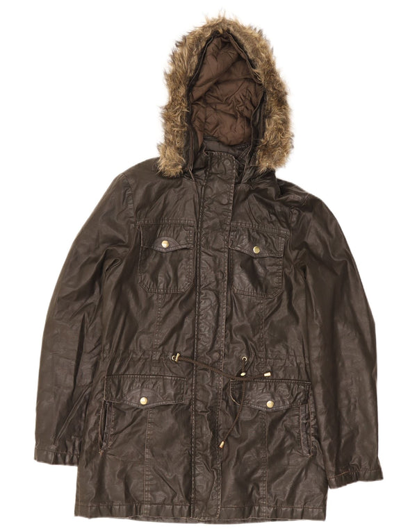 Giacca da donna in cotone cerato con cappuccio Marks & Spencer UK 8 Small Khaki