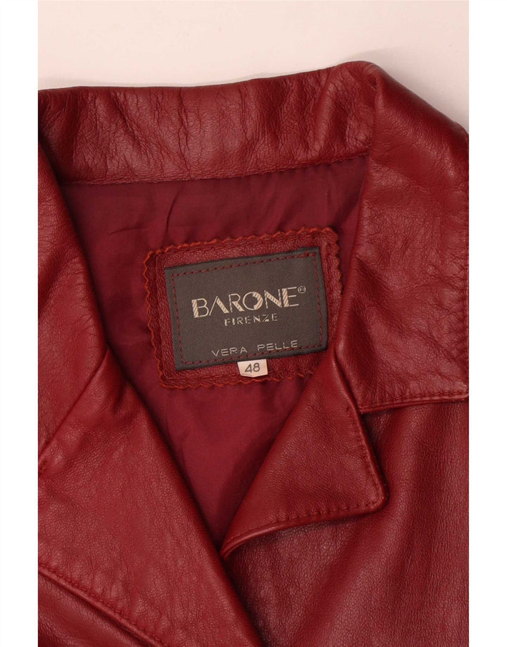 Giacca Blazer in Pelle da Donna a 4 Bottoni Barone IT 48 XL Pelle Rossa