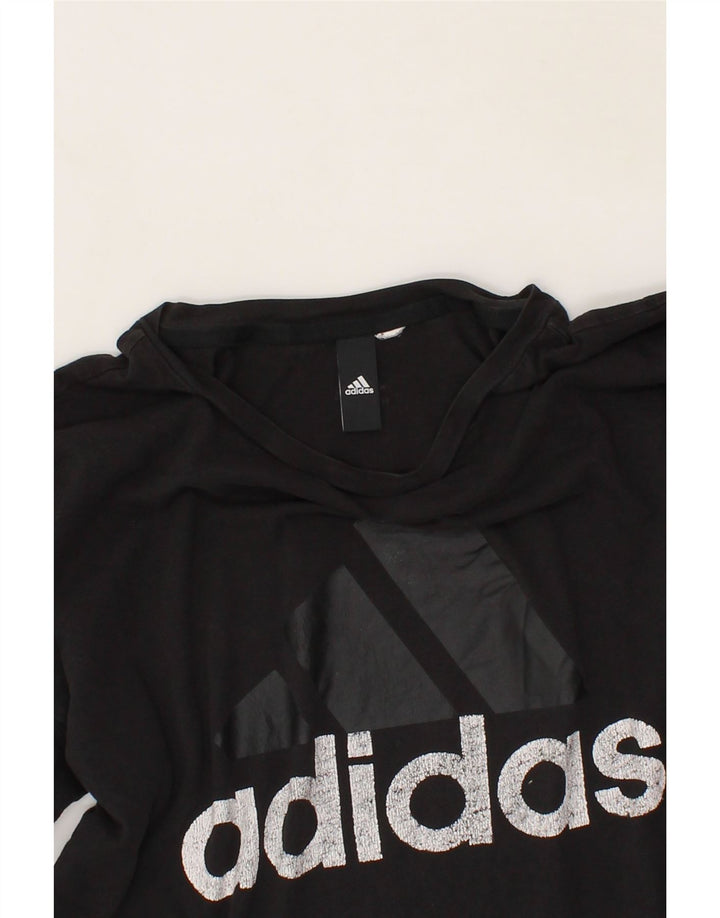 ADIDAS Womens Graphic Top Long Sleeve uk 14 Medium Black Vintage Adidas and Second-Hand Adidas from Messina Hembry 