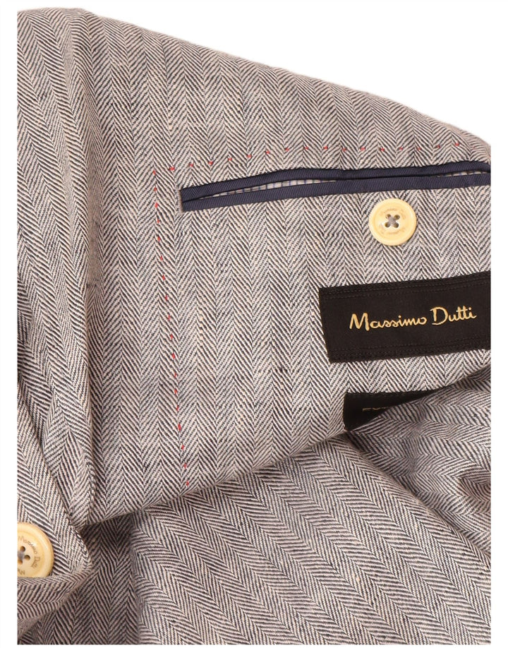 Massimo Dutti Herre 2-knaps blazerjakke EU 52 Stor grå sildeben