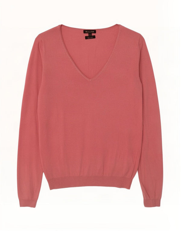 Massimo Dutti Jersey con Cuello en V para Mujer UK 42 Seda Rosa Mediana