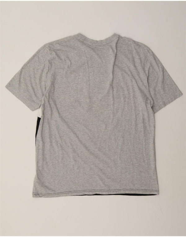Fila Mens Graphic T-Shirt Top Grande Algodão Colourblock Cinza