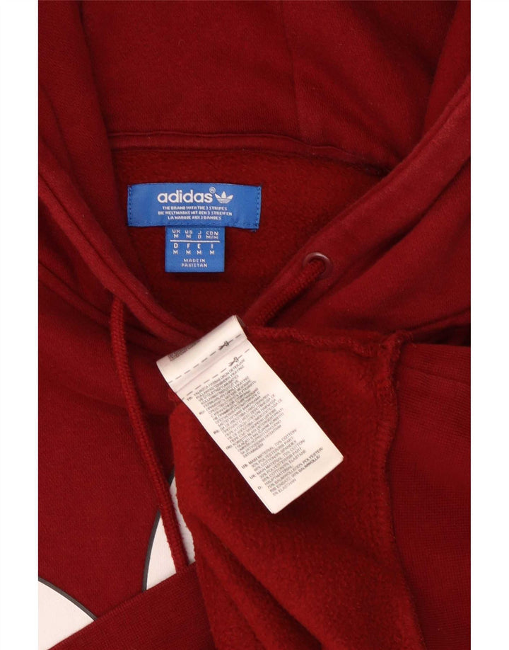 Adidas Mens Graphic Hoodie Jumper Medium Maroon Cotton