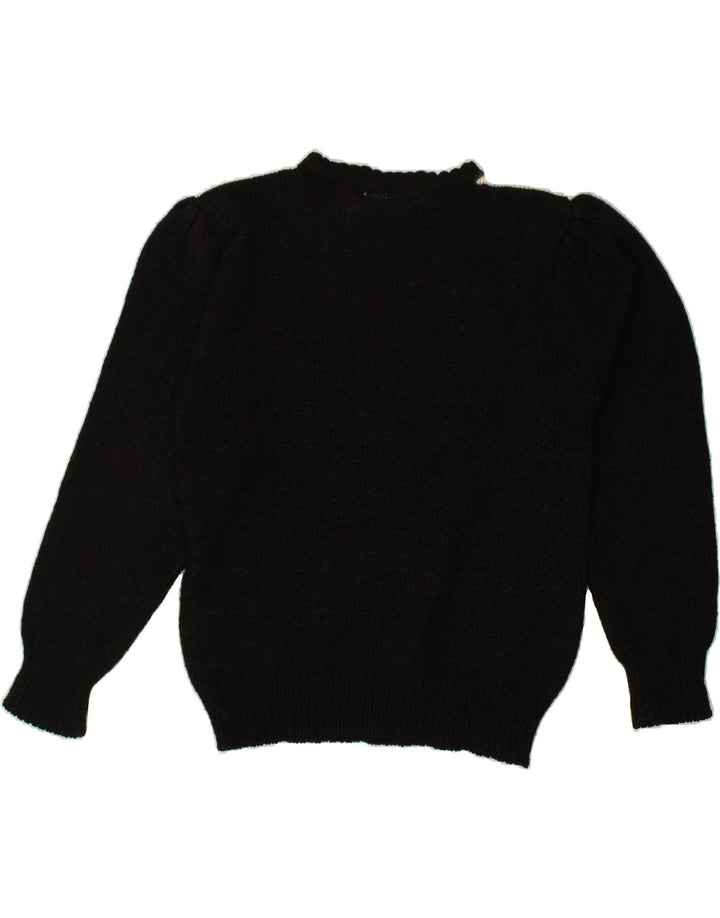 INTERNATIONAL Womens Crew Neck Jumper Sweater UK 16 Large Black Floral | Vintage International | Thrift | Second-Hand International | Used Clothing | Messina Hembry 