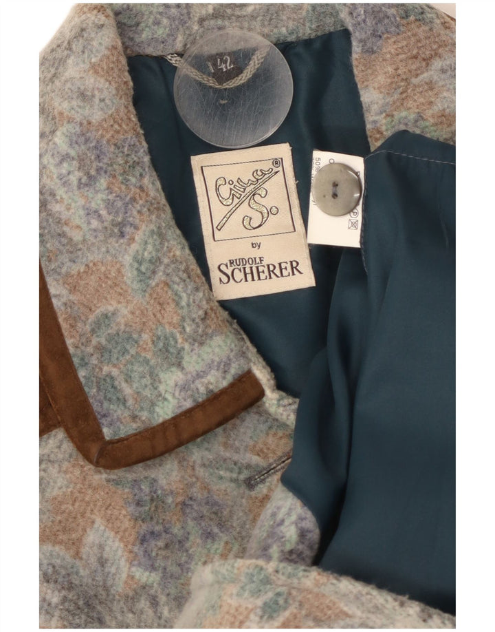 Vintage Womens Overcoat IT 42 Medium Multicoloured Floral Acrylic