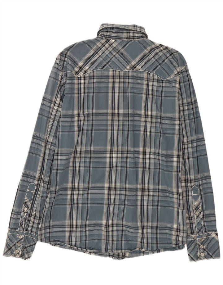 BKE Mens Athletic Fit  Shirt Medium Blue Check Cotton