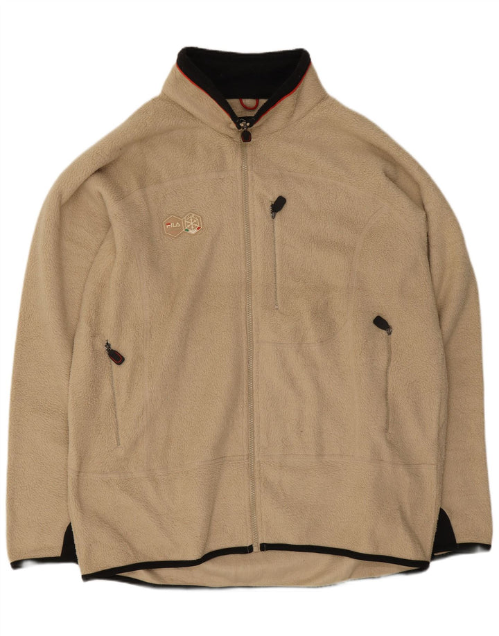 Giacca in pile da uomo Fila UK 44 2XL Poliestere color block beige