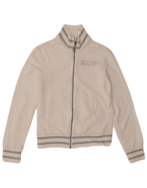 Puma Mujer Chándal Top Chaqueta Reino Unido 10 Pequeño Blanco