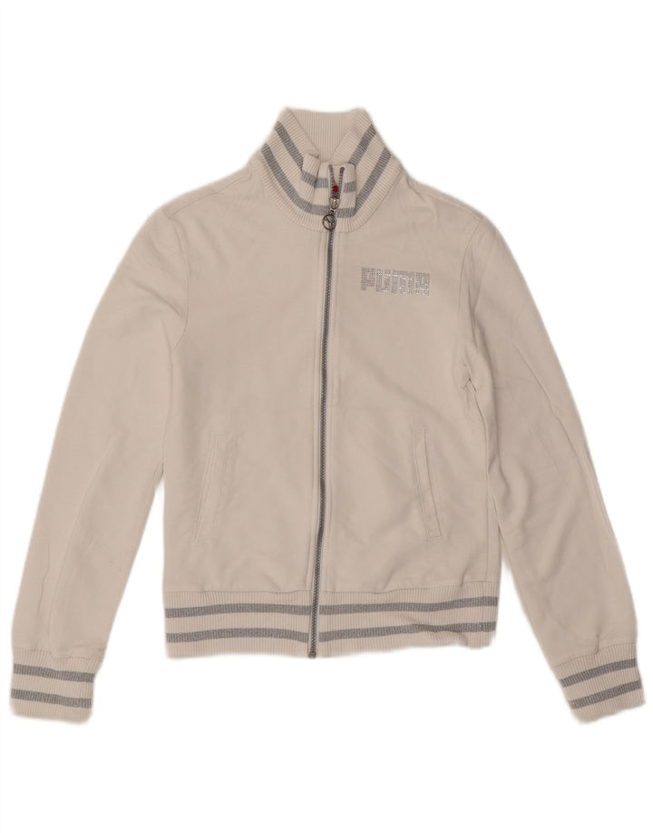 Puma Mujer Chándal Top Chaqueta Reino Unido 10 Pequeño Blanco